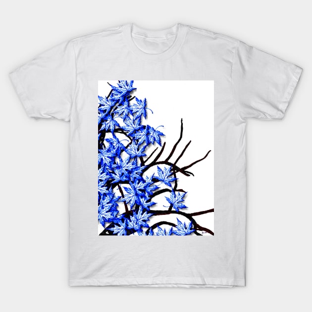 Maple Leaves Blue T-Shirt by danieljanda